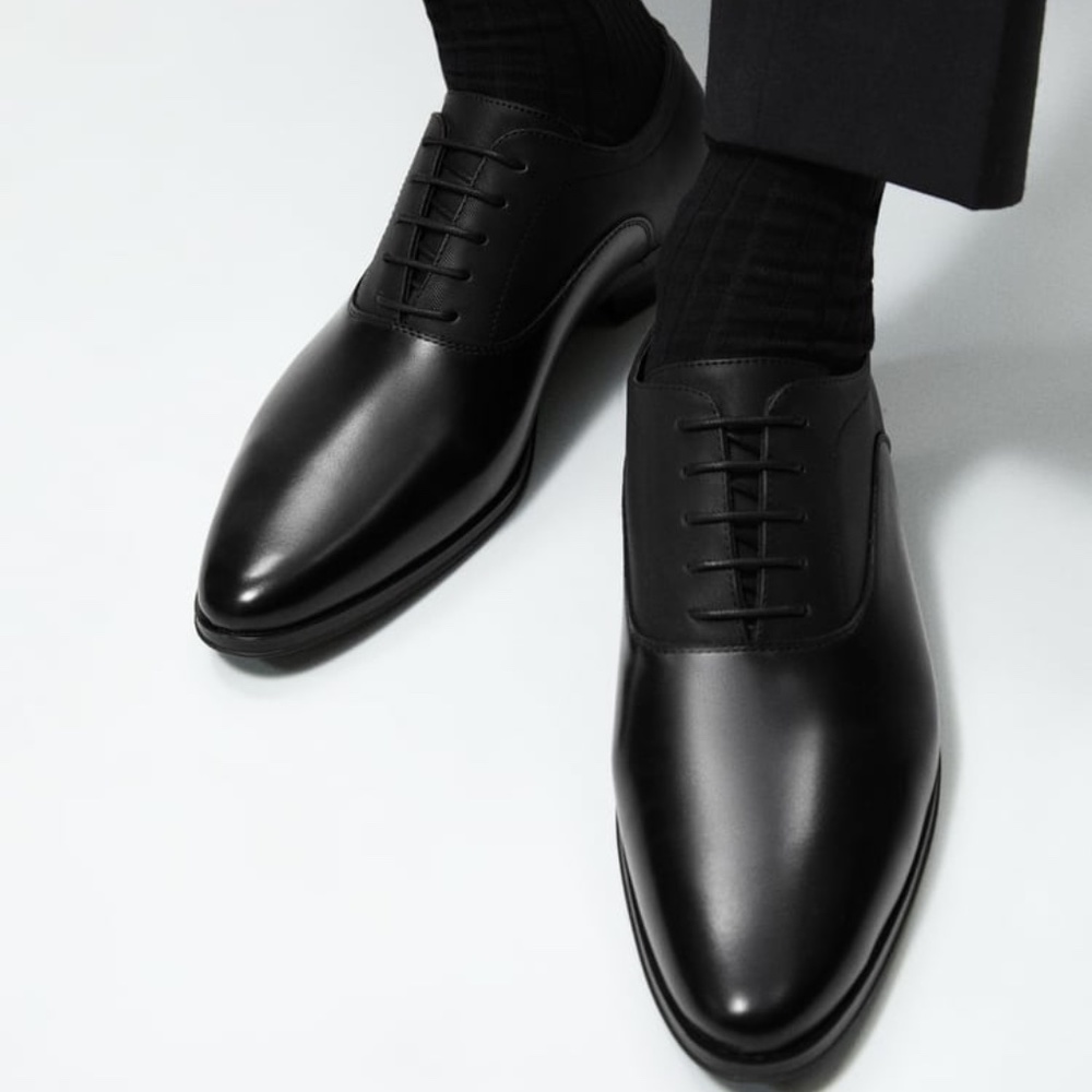 Zara Textured Black Dress Shoes size 43 New with Box